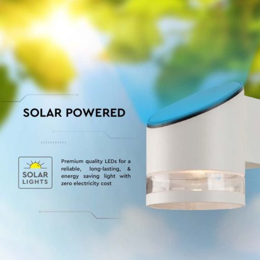 V-TAC LED Napelemes (Solar) mikrohullámú fali lámpa 0.55W 3000K - 23014