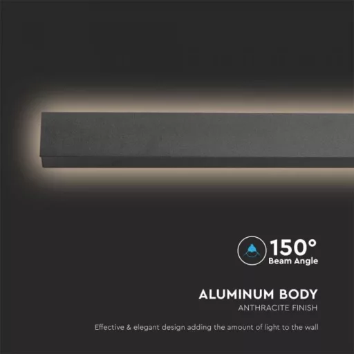 V-TAC 16W LED Lineáris fali lámpa IP65 fekete 101cm - 4000K - 23022