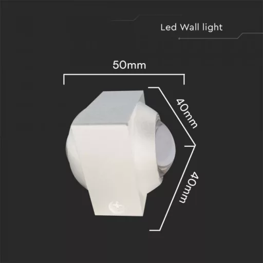V-TAC LED 2W Fali lámpatest, Fehér - 3000K - IP54 - 23029