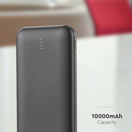 V-TAC POWER BANK (hordozható töltő) 10000mAh 2A 30CM C típusú kábel - Szürke - 23037