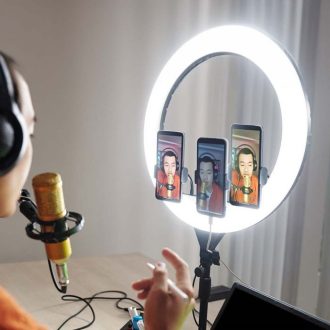   V-TAC LED Szelfi körlámpa -Ring Light- 55W 3in1 - Állvánnyal, 3 telefontartóval - 23047
