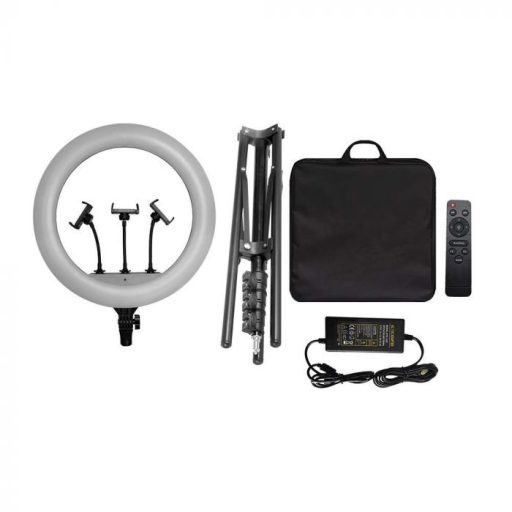 V-TAC LED Szelfi körlámpa -Ring Light- 55W 3in1 - Állvánnyal, 3 telefontartóval - 23047