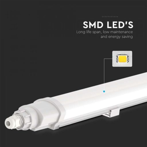 V-TAC 36W Vízálló sorolható LED armatúra 120 cm 120° 6400K IP65 - 23084