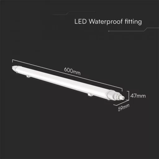 V-TAC 18W Vízálló sorolható LED armatúra 60 cm 120° 4000K IP65 - 23087