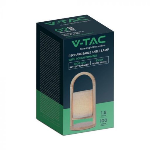 V-TAC LED Tölthető Asztali lámpa 1.5W - 1800mAh - Beige - 23091