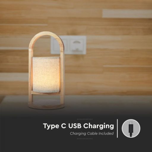 V-TAC LED Tölthető Asztali lámpa 1.5W - 1800mAh - Beige - 23091
