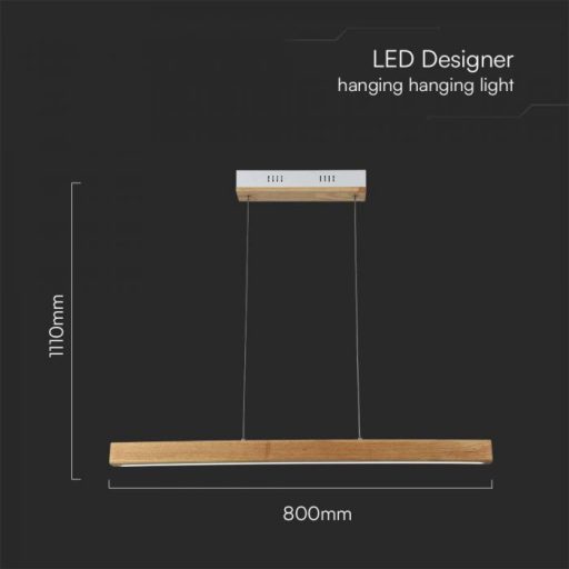 V-TAC 12W LED dizájn függeszték - Fa hatású - 4000K - 23100