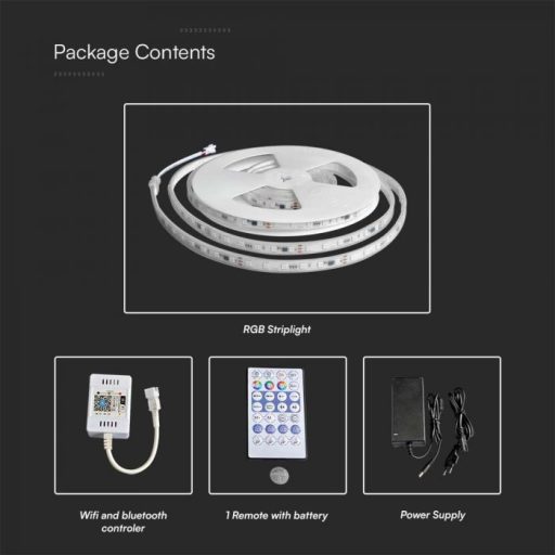 V-TAC Okos magic RGB LED szalag szett SMD5050 60LED/M 13W/M 24V IP65 RGB - 23146