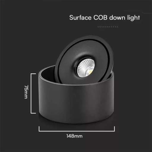 V-TAC Led Mélysugárzó - COB 28W 3in1 fekete - 23158