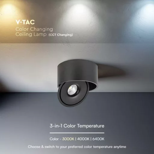 V-TAC Led Mélysugárzó - COB 28W 3in1 fekete - 23158