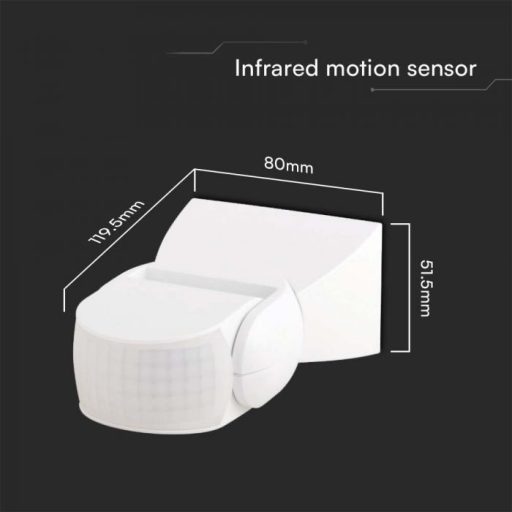 V-TAC infravörös mozgásérzékelő 180° IP65 - fehér - 23161