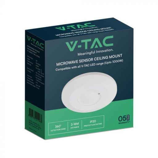 V-TAC Mikrohullámú mozgásérzékelő 360° - fehér - 23163
