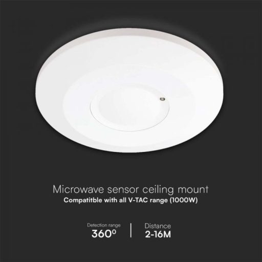 V-TAC Mikrohullámú mozgásérzékelő 360° - fehér - 23163
