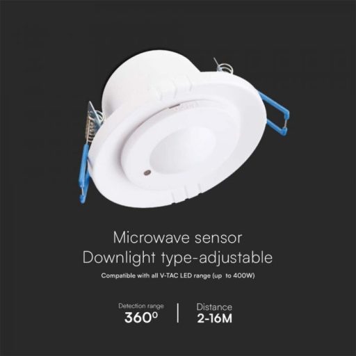 V-TAC beépíthető mikrohullámú mozgásérzékelő 360° fehér - 23165