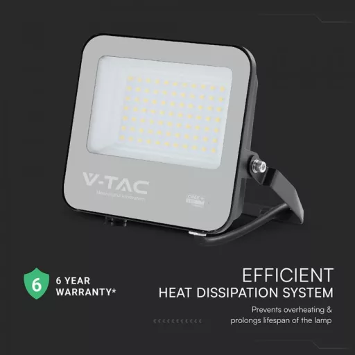 V-TAC 50W LED reflektor 115° 3000K 135LM/W fekete házas (CREE Chip) - 231996