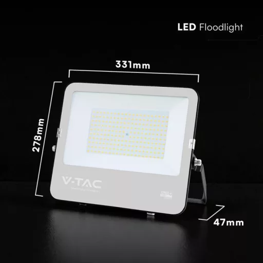 V-TAC 150W LED reflektor 115° 4000K 135LM/W fekete házas (CREE Chip) 1M hosszú vezetékkel - 232016