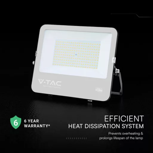 V-TAC 150W LED reflektor 115° 6500K 135LM/W fekete házas (CREE Chip) 1M hosszú vezetékkel - 232026