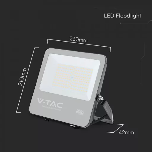 V-TAC 100W LED reflektor 115° 6500K 135LM/W fekete házas (CREE Chip) 1M hosszú vezetékkel - 232196