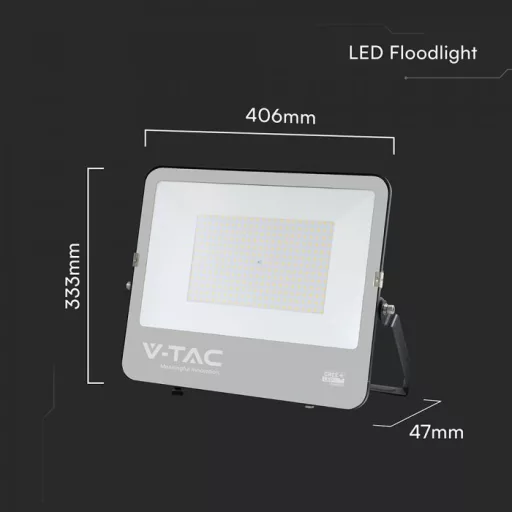 V-TAC 200W LED reflektor 115° 6500K 135LM/W fekete házas (CREE Chip) 1M hosszú vezetékkel - 232216