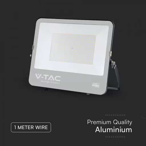 V-TAC 200W LED reflektor 115° 6500K 135LM/W fekete házas (CREE Chip) 1M hosszú vezetékkel - 232216