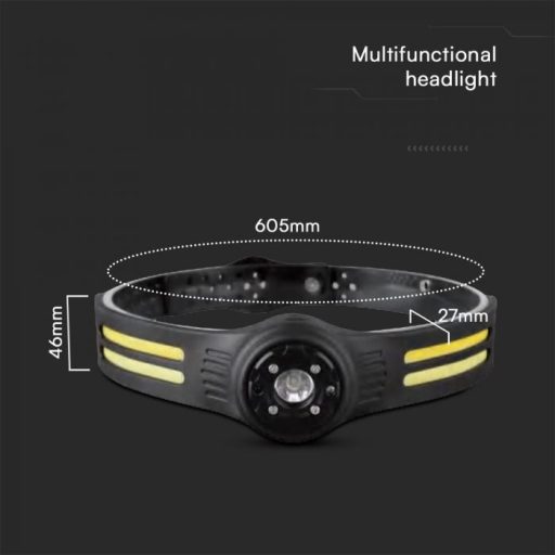 V-TAC 3W+5W LED fejlámpa, tölthető IP43  - 23340