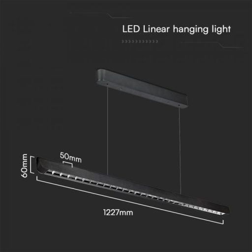 V-TAC Függeszthető lineáris LED lámpa 36W 3in1 Fekete (Samsung chip) Lencsés - 23341