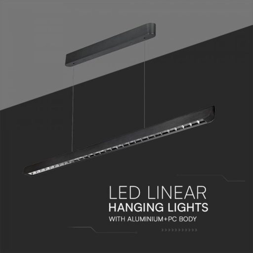 V-TAC Függeszthető lineáris LED lámpa 36W 3in1 Fekete (Samsung chip) Lencsés - 23341