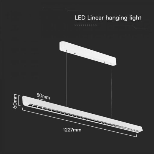 V-TAC Függeszthető lineáris LED lámpa 36W 3in1 Fehér (Samsung chip) Lencsés - 23342