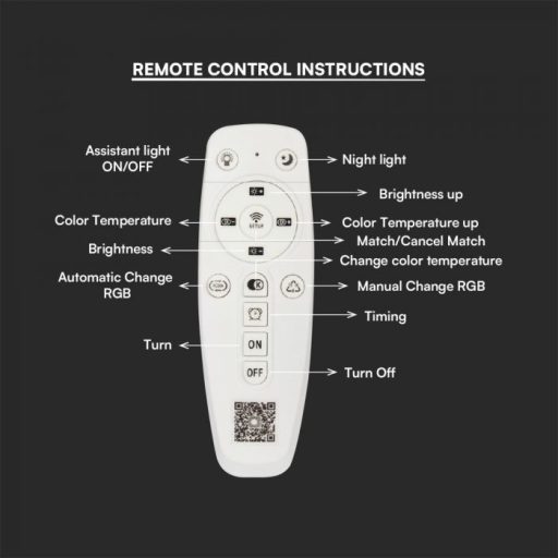 V-TAC Smart Dekoratív mennyezeti LED lámpa távirányítóval 45W 3in1  - 23394