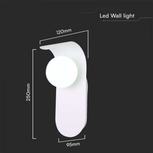 V-TAC Design fali lámpa 1xG9 fehér - opál búrával - 23408