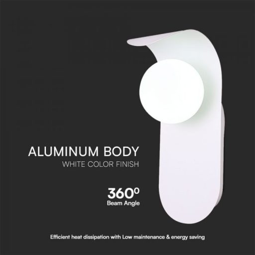 V-TAC Design fali lámpa 1xG9 fehér - opál búrával - 23408