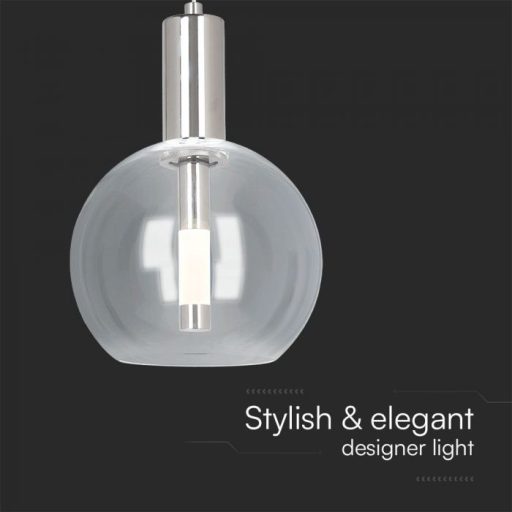 V-TAC LED FÜGGESZTÉK 5W - átlátszó üveg - 3000K - 23409