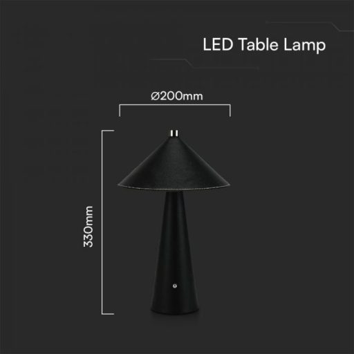 V-TAC 3W LED Tölthető Asztali lámpa DIMM 3IN1 - 4000mAh - fekete - 23417