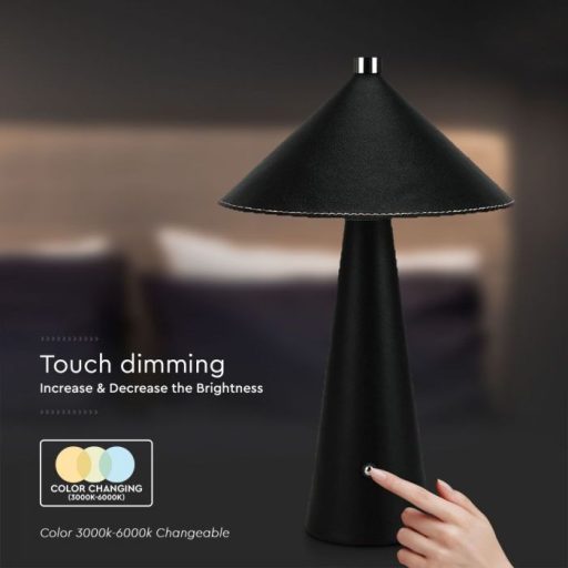 V-TAC 3W LED Tölthető Asztali lámpa DIMM 3IN1 - 4000mAh - fekete - 23417