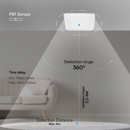 V-TAC led mozgásérzékelős lámpa 12W SAMSUNG chip 3IN1 - 23419
