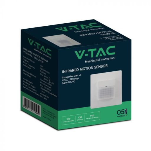 V-TAC Beépíthető mozgásérzékelő 120°, fehér színű - 23425