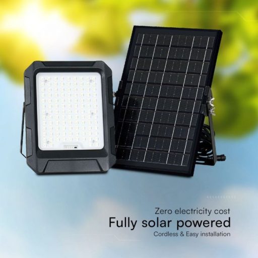 V-TAC 10W LED napelemes (SOLAR) reflektor távirányítóval 120° 4000K fekete házas  - 23438