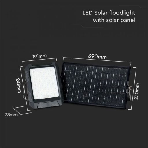 V-TAC 15W LED napelemes (SOLAR) reflektor távirányítóval 120° 4000K fekete házas  - 23439