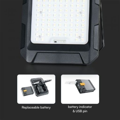 V-TAC 15W LED napelemes (SOLAR) reflektor távirányítóval 120° 4000K fekete házas  - 23439