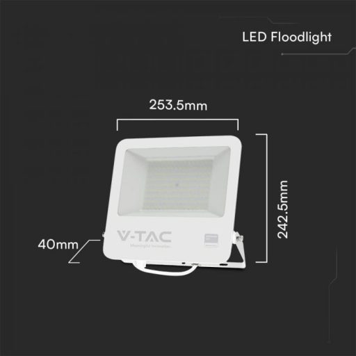 V-TAC 100W LED reflektor 115° 4000K fehér házas, 1 m hosszú vezetékkel (Samsung Chip) - 23442