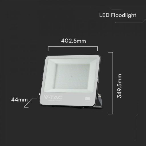V-TAC 200W LED reflektor 115° 6500K fekete házas, szürke matt üveggel , 1 m hosszú vezetékkel (Samsung Chip) -23444