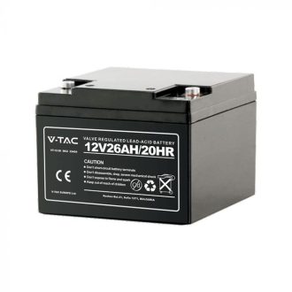   V-TAC 12V 26Ah ólomsavas akkumulátor M5-ös csatlakozóval - 23454