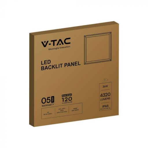 V-TAC Backlit LED panel 36W 120lm/W 595 x 595 mm 6400K IP65  - 23455