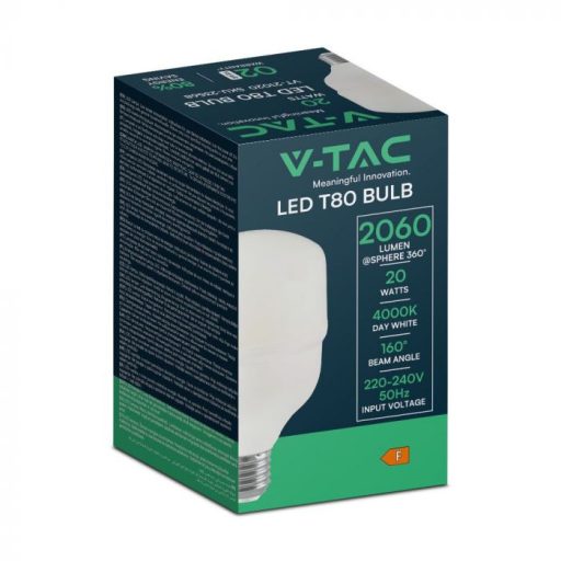 V-TAC LED izzó  E27 T80 20W 160° 4000K - 23568