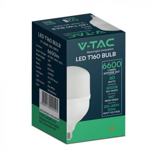 V-TAC LED izzó  E27/E40 T160 60W 160° 4000K - 23576