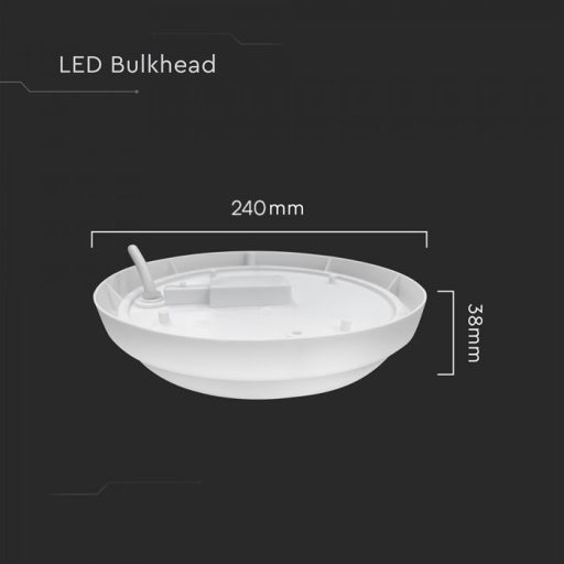 V-TAC LED mennyezeti lámpatest, fehér 24W 3000K IP54 - 23596