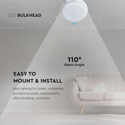 V-TAC LED mennyezeti lámpatest, fehér 24W 3000K IP54 - 23596