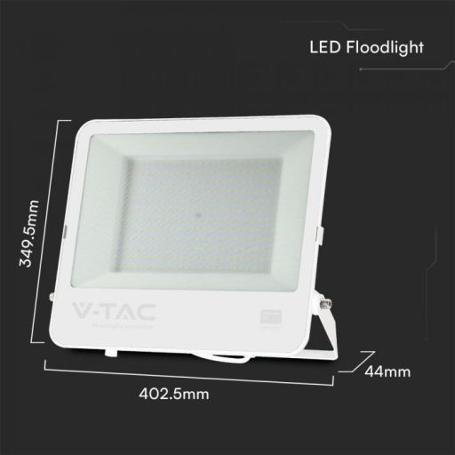 V-TAC 200W LED reflektor 115° 6500K fehér házas, fehér matt üveggel , 1 m hosszú vezetékkel (Samsung Chip) -23603