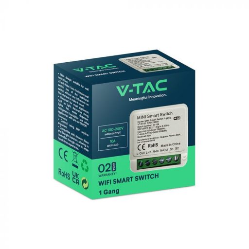 V-TAC MINI Online kapcsoló 1 gang, Amazon Alexa & Google Home kompatibilis - 23604