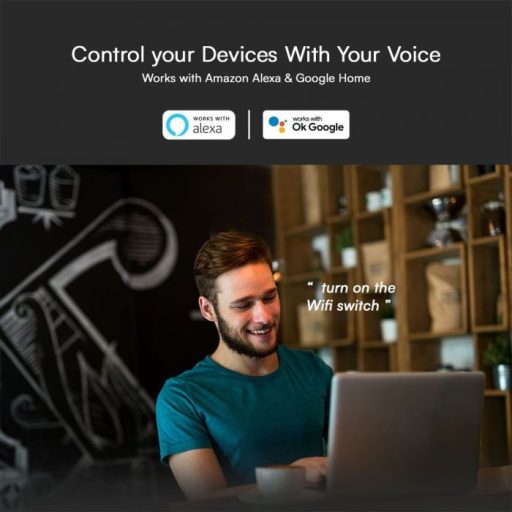 V-TAC MINI Online kapcsoló 1 gang, Amazon Alexa & Google Home kompatibilis - 23604